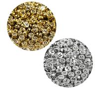 Shensuii Alphabet Acrylic Letter Beads for Bracelets, Gold & Silver 1000Pcs | Flat Round Beads with Hole, Complete A-Z Letters for Personalized Jewelry, Perfect for Bracelets Necklace DIY Crafts