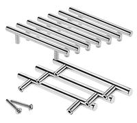 Shentian Cabinet Handles 10 Pcs 96mm Stainless Steel T bar Handle Kitchen Cup Board Cabinet Door Knobs,Brushed Nickel Stainless Steel Kitchen Cabinet New, Cabinet Pulls 96X150MM (Silver, 96 * 150mm)