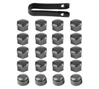 Shentu 17mm Wheel Nut Covers Grey Snug Fit Anti Rust Car Wheel Bolt Caps 20Pcs Set 16 Standard Hex Screws plus 4 Round Anti Theft Locking Covers with Nylon Removal Puller Tool Clip Universal