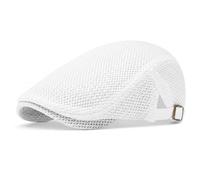 Shentu Adjustable Newsboy Cap Beret Cabbie Hat White Lightweight Mesh Cap, Breathable Mesh Cap with Adjustable Fit and Soft Structured Shape for Casual Daily Wear, Driving, Travel and Outdoor Use