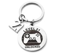 Shentu Funny 21st Birthday Gift for Son Men Brother, Gaming Engraved Keyring with Gift Box, 21 Years Old Birthday Presents Keepsake for Him Gamer Boys, Game Controller Key Ring Jewellery