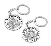 SHENYI 2 Pcs St Christopher Keyring Travel Gift for Men or Women Saint Christopher Token Medal new car gifts and Accessories for Safe Travels Safety and Protection