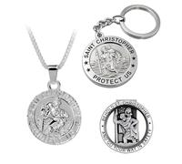 SHENYI 3 Pcs St Christopher Keyring Travel Gift for Men or Women Saint Christopher Token Medal new car gifts and Accessories for Safe Travels Safety and Protection