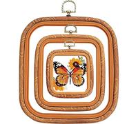 SHENYI 3Pcs Brown Woodgrain Embroidery Hoops Set Rectangle Square Embroidery Frame Cross Stitch Hoop Sewing Tool for DIY Craft Handy Sewing Including 3 Different Sizes Embroidery Hoop