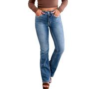 shenyoukong Tummy Control Bootcut Jeans,High Waisted Stretchy Pull on Tummy Control Flared,Women's Stretch Flare Jeans,Stretchy Flared Wide Leg Denim Pants (Blue-Long,XL)