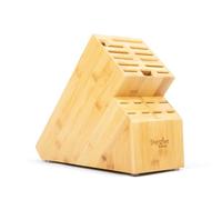 Shenzhen Knives 20 Slot Universal Knife Block: X-Large Bamboo Wood Knife Block Without Knives - Countertop Butcher Block Knife Holder and Organizer with Wide Slots for Easy Kitchen Knife Storage