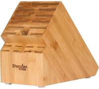 Shenzhen Knives Universal Knife Block with 20 Wide Slots: in X-Large Bamboo Wood Knife Block without Knives - Butcher Block Knife Holder and Organiser for Easy Storage of Kitchen Knives