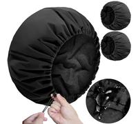 Sheomern 2 Pcs 13.5" Dual Waterproof Adjustable Terry Lined Shower Cap for Women Men, Large Shower Caps Reusable EVA Double Layer Bath Cap for Braids, Long Hair, Dreadlocks, Locs