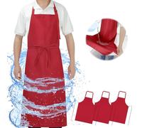 SHEOMERN Dual Waterproof Cloth Apron, Anti-Tear Lightweight Apron with Long Waist Ties Adjustable Dishwasher Aprons, Red, Large
