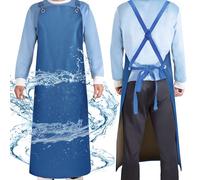 SHEOMERN Heavy Duty Vinyl Industrial Anti-Tear Apron, 43" x 26" Waterproof, Chemical Resistant, Blue, Unisex-Adults