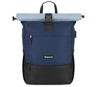 Sheonie Roll Top Backpack for Men Women, Expandable Laptop Backpack Fits 15.6 Inch with USB Charging Port, Large Water Resistant Rucksack School Bookbag for Travel Work Business Camping (Dark Blue)