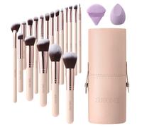 Sheonly 18-Piece Nude Pink Makeup Brush Set Cruelty-Free Synthetic Brushes for Foundation, Concealer, Eyeshadow, Blush + Bag