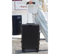 SHEONLY 20 Inch Suitcase with Combination Lock & USB Charging Port in Black SHEONLY Black