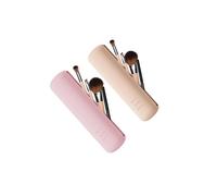 Sheonly 2Pcs Travel Makeup Brush Holder With Magnetic Closure Waterproof In Khaki+Light Pink Khaki+Light Pink