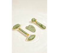 Sheonly 3 Piece Portable Jade Facial Massage Set With Gua Sha & Jade Rollers In Green Green
