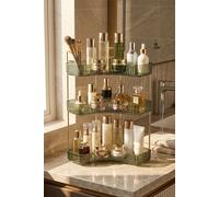 SHEONLY 3-Tier Corner Bathroom Counter Organiser with Top Makeup Brush Holder in Green SHEONLY Green