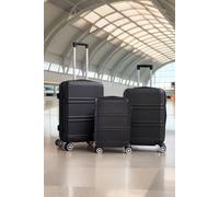 SHEONLY 3PCS Black Lockable Travel Suitcase Set SHEONLY Black