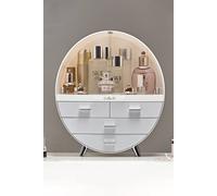 Sheonly 40Cm High Round Transparent Cosmetic Display Box With 4 Drawers Storage Box In Grey Grey