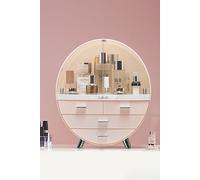 SHEONLY 40CM High Round Transparent Cosmetic Display Box With 4 Drawers Storage Box in Pink SHEONLY Pink