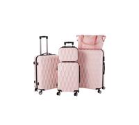 SHEONLY 5PCS Lockable Travel Suitcase Set in Pink SHEONLY Pink