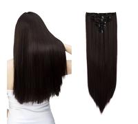 Sheonly 7Pcs Brown Clip-In Straight Hair Extensions Brown