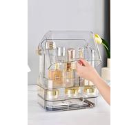 Sheonly Clear Cosmetic Organizer Storage Box With 2 Drawers Makeup Display Storage Case Clear