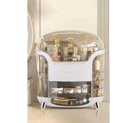 SHEONLY Large Capacity Cosmetic Storage Box With 2 Layers Of Storage Boxes & Transparent Lid in White SHEONLY White