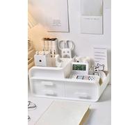 Sheonly Large Capacity Desk Organizer With Drawers For Cosmetics In White White