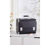 Sheonly Makeup Box Professional Cosmetic Organizer Aluminum Storage Box With 6 Trays In Black Black