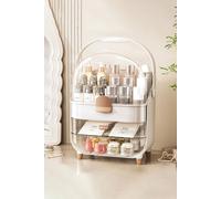 Sheonly Makeup Storage Organizer With Lid, Waterproof Cosmetics Skincare Organizer For Vanity In White White