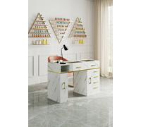 Sheonly Manicure Table With Built-In Dust Collector In White White