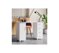 SHEONLY Mobile Manicure Table with 1 Cabinet & 4 Drawers in White SHEONLY White