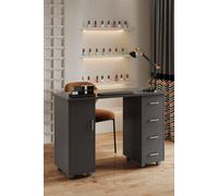 Sheonly Mobile Manicure Table With 1 Cabinet And 4 Drawers In Black Black