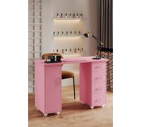 Sheonly Mobile Manicure Table With 1 Cabinet And 4 Drawers In Pink Pink