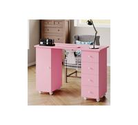 SHEONLY Mobile Manicure Table with Built-in Dust Collector in Pink SHEONLY Pink