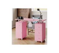 SHEONLY Mobile Manicure Table with Built-in Dust Collector in Pink SHEONLY Pink