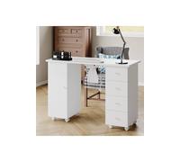 SHEONLY Mobile Manicure Table with Built-in Dust Collector in White SHEONLY White