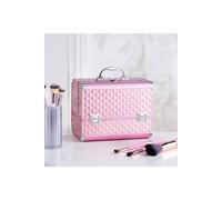 Sheonly Pink Cosmetic Box 2 Trays With Mirror Pink