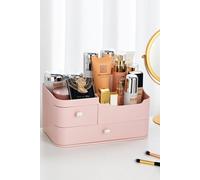Sheonly Plastic Makeup Organizer Storage Box Desktop With 2 Drawers In Pink Pink