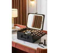 SHEONLY Portable Makeup Case with LED Mirror in Black SHEONLY Black