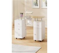 Sheonly Professional Mobile Manicure Table On Wheels In White White