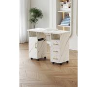 SHEONLY Professional Mobile Manicure Table with Built-in Dust Collector in White SHEONLY White