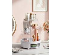 SHEONLY Rotating Makeup Organiser Large Capacity Spinning Makeup Storage in White SHEONLY White
