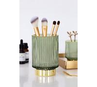 SHEONLY Thickened Striped Glass Brush Holder in Green SHEONLY Green
