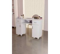 Sheonly Wheeled Manicure Table With Electric Dust Extractor In White White One Size