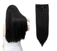 SHEONLY Women's 7Pcs Black Clip-In Straight Hair Extensions SHEONLY Black