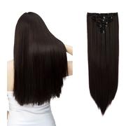 SHEONLY Women's 7Pcs Brown Clip-In Straight Hair Extensions SHEONLY Brown