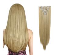 SHEONLY Women's 7Pcs Clip in Hair Extensions Blonde Gold Straight Long Extensions for Women SHEONLY Gold