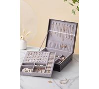 SHEONLY Women's Double Tier Travel Jewelry Storage Box in Black SHEONLY Black