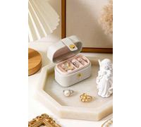 SHEONLY Women's Portable Mini Ring Holder Storage Box in White SHEONLY White